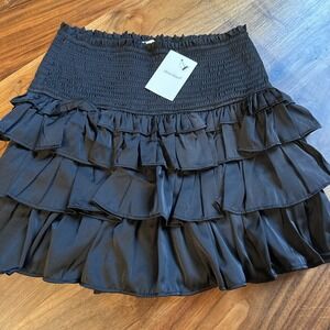 IdemDitto Women's Skort Skirt Satin Black small NEW $54